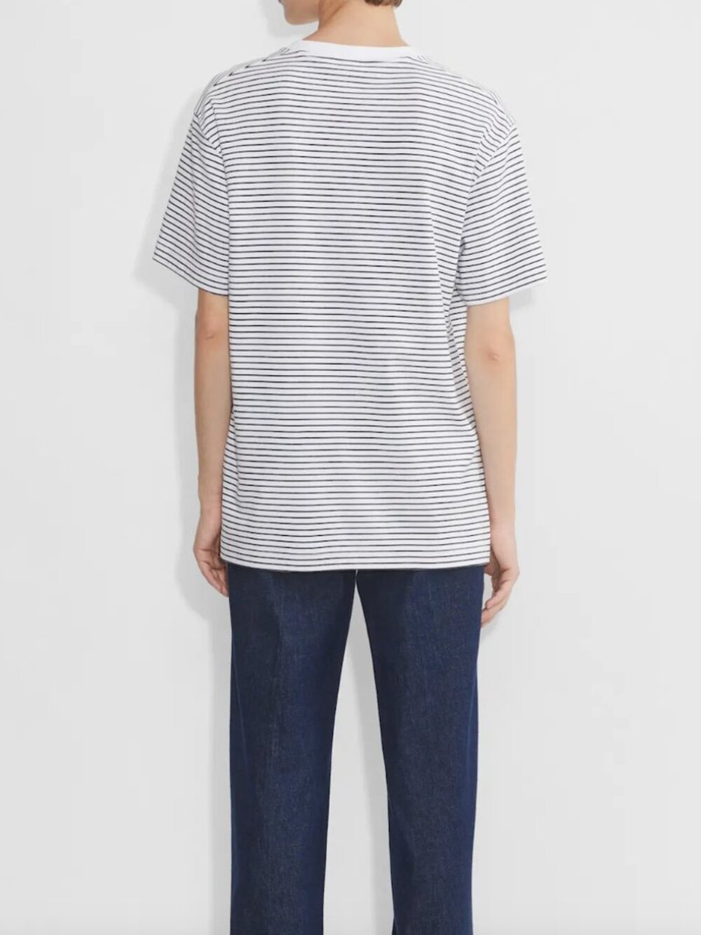 Aritzia • Babaton Pegasus Oversized Cotton Navy Blue White Striped T-Shirt • M - Picture 5 of 16